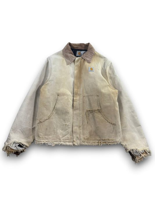 Vintage Distressed/Faded Carhartt J02 BRN Tan Detroit Quilt Lined Jacket Men's L