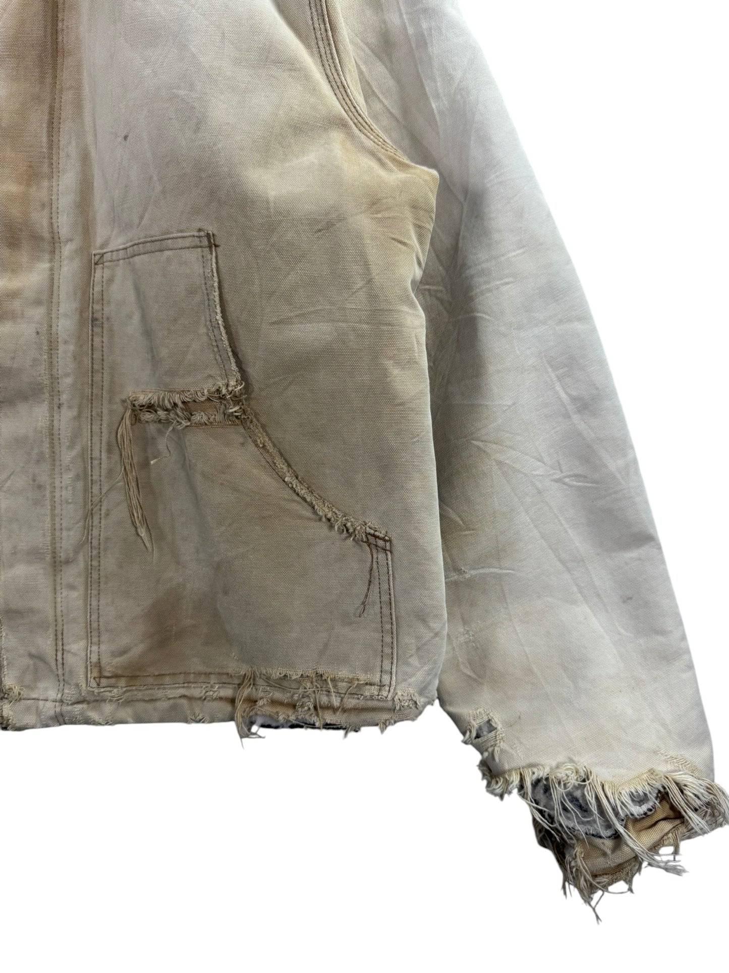 Vintage Distressed/Faded Carhartt J02 BRN Tan Detroit Quilt Lined Jacket Men's L