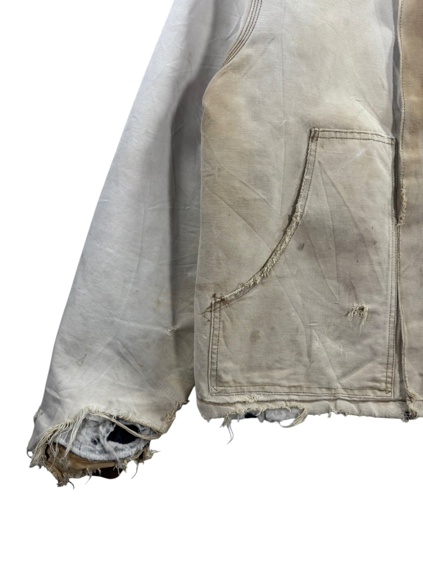 Vintage Distressed/Faded Carhartt J02 BRN Tan Detroit Quilt Lined Jacket Men's L