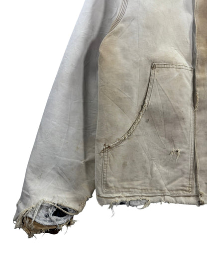 Vintage Distressed/Faded Carhartt J02 BRN Tan Detroit Quilt Lined Jacket Men's L