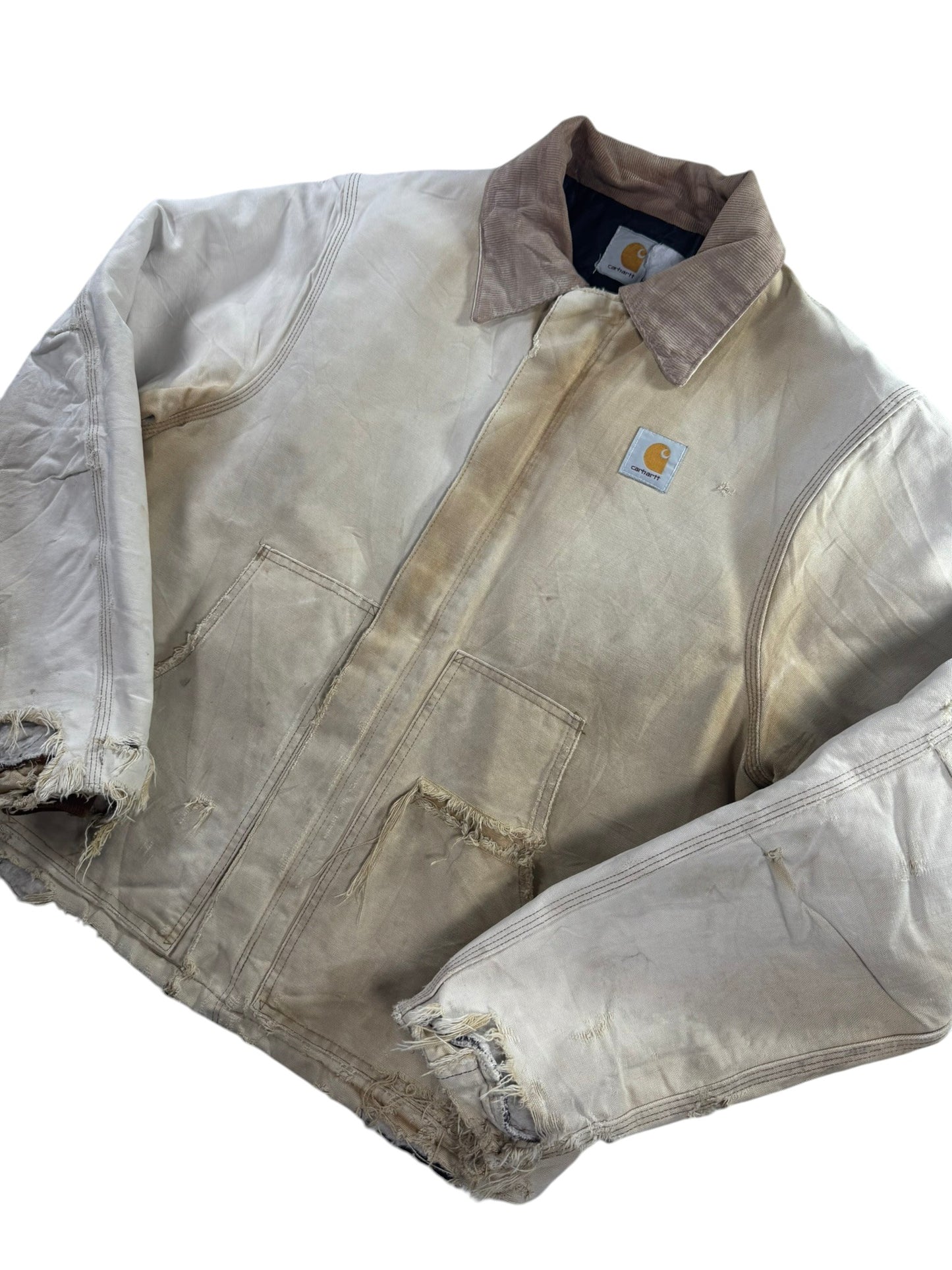 Vintage Distressed/Faded Carhartt J02 BRN Tan Detroit Quilt Lined Jacket Men's L