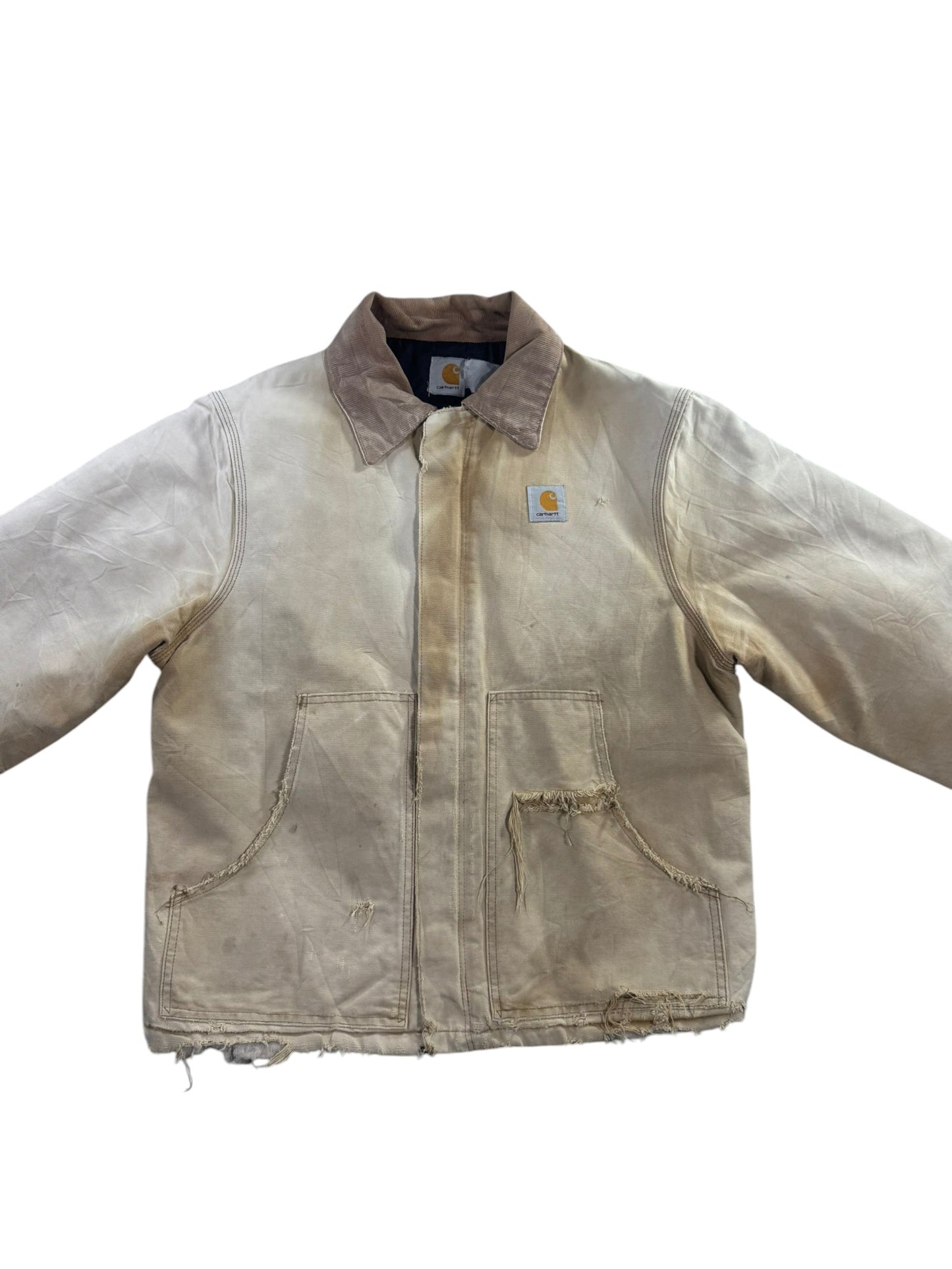 Vintage Distressed/Faded Carhartt J02 BRN Tan Detroit Quilt Lined Jacket Men's L