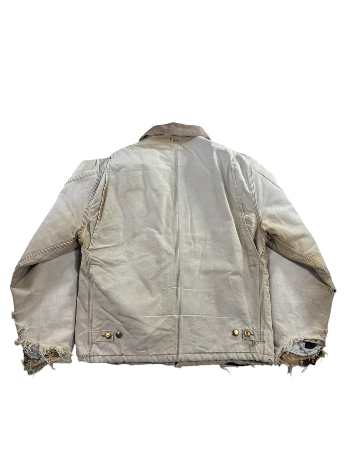 Vintage Distressed/Faded Carhartt J02 BRN Tan Detroit Quilt Lined Jacket Men's L