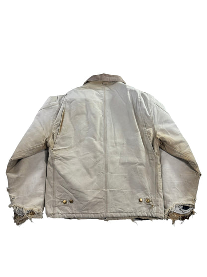 Vintage Distressed/Faded Carhartt J02 BRN Tan Detroit Quilt Lined Jacket Men's L