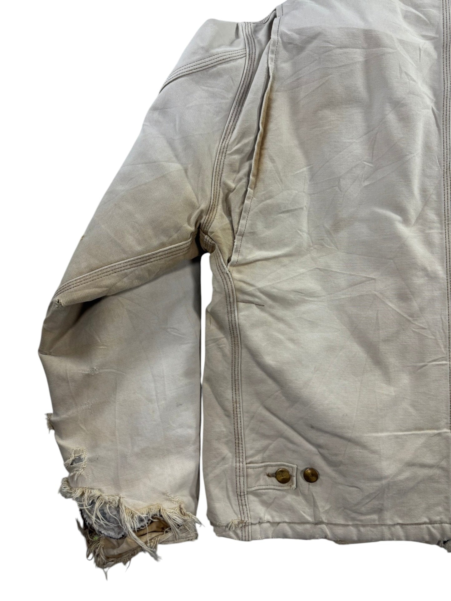 Vintage Distressed/Faded Carhartt J02 BRN Tan Detroit Quilt Lined Jacket Men's L