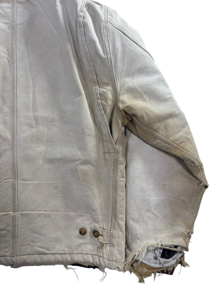 Vintage Distressed/Faded Carhartt J02 BRN Tan Detroit Quilt Lined Jacket Men's L