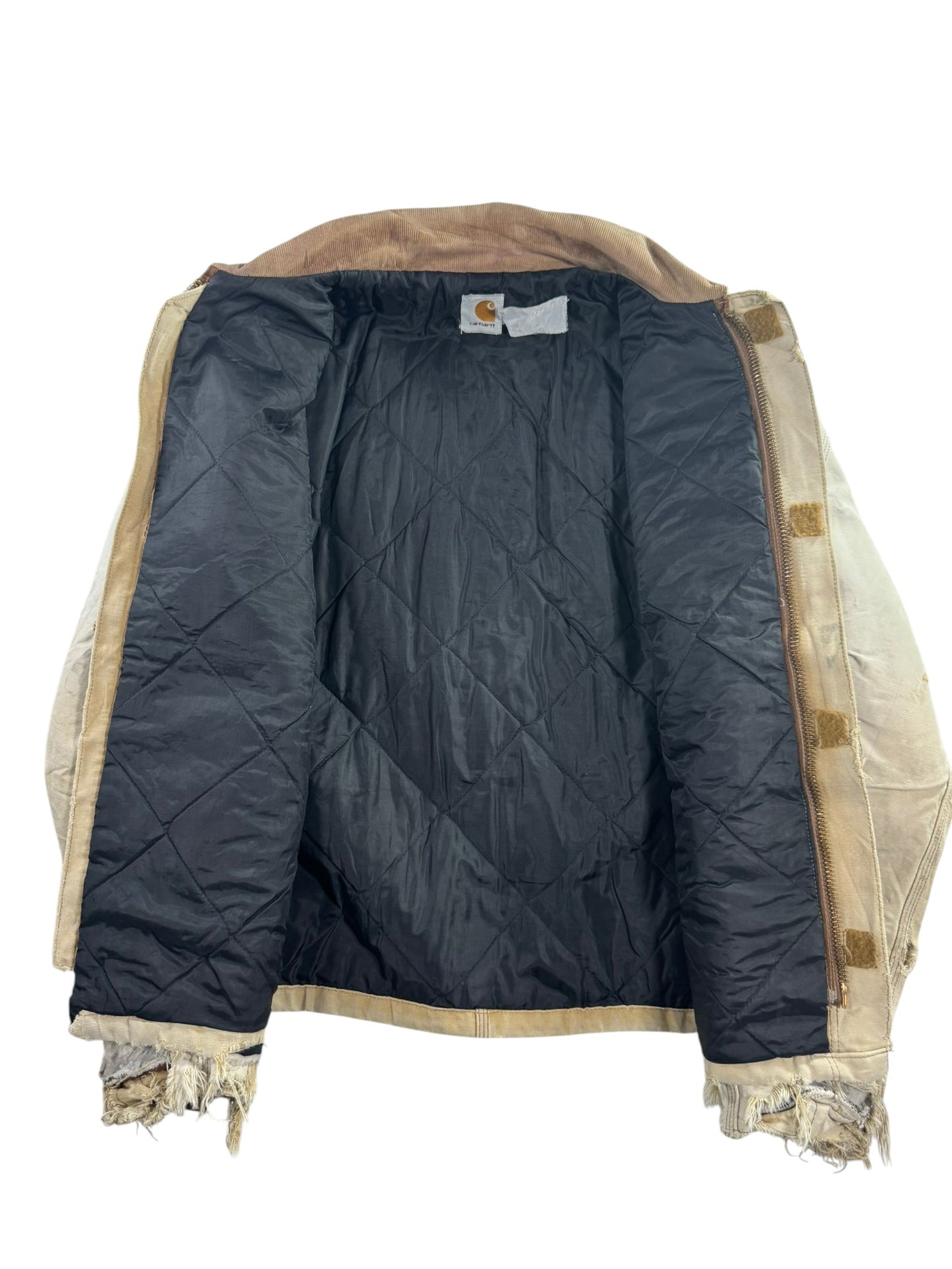 Vintage Distressed/Faded Carhartt J02 BRN Tan Detroit Quilt Lined Jacket Men's L