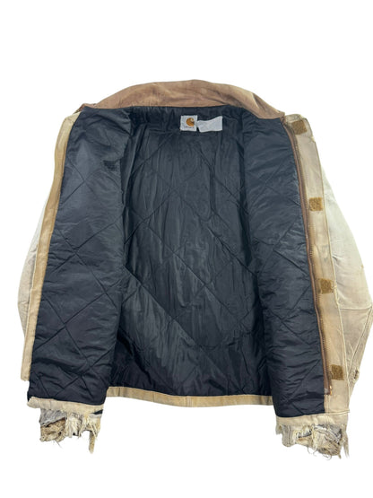 Vintage Distressed/Faded Carhartt J02 BRN Tan Detroit Quilt Lined Jacket Men's L