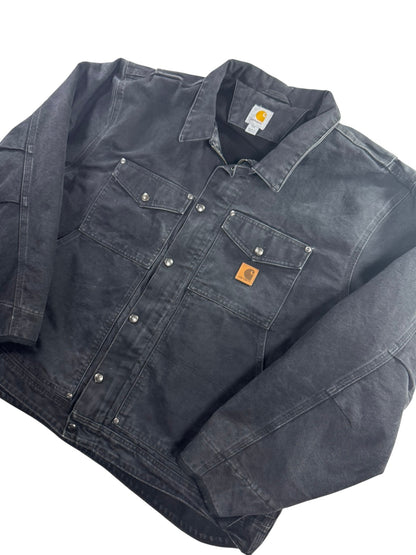 Carhartt Berwick Jacket Men's 2XL Fleece Lined Sandstone Black VTG