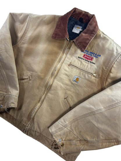 Carhartt Detroit Jacket Vintage J01 BRN 46R Made in US Blanket Lined Canvas XL