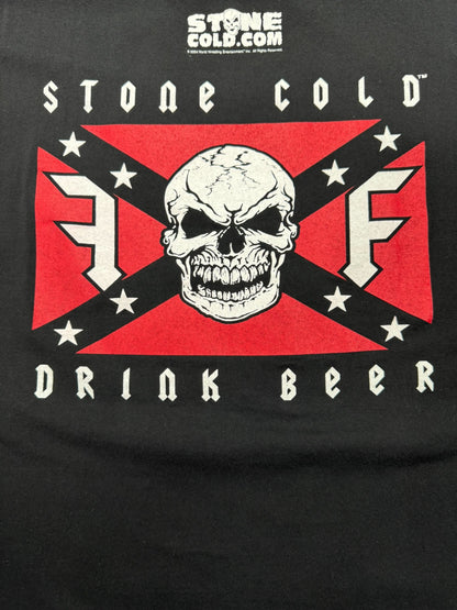 WWE Stone Cold Steve Austin “Drink Beer” Skull Graphic Tee Shirt Black (2XL)