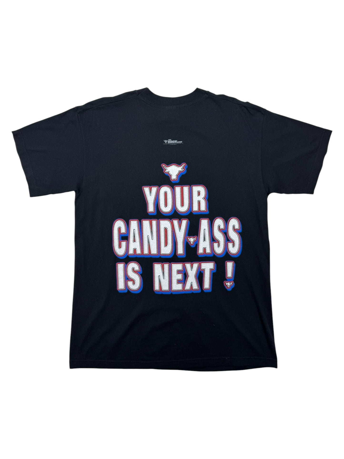 Vintage WWF The Rock “Get Ready / Your Candy Ass Is Next” Tee Shirt Black (M)