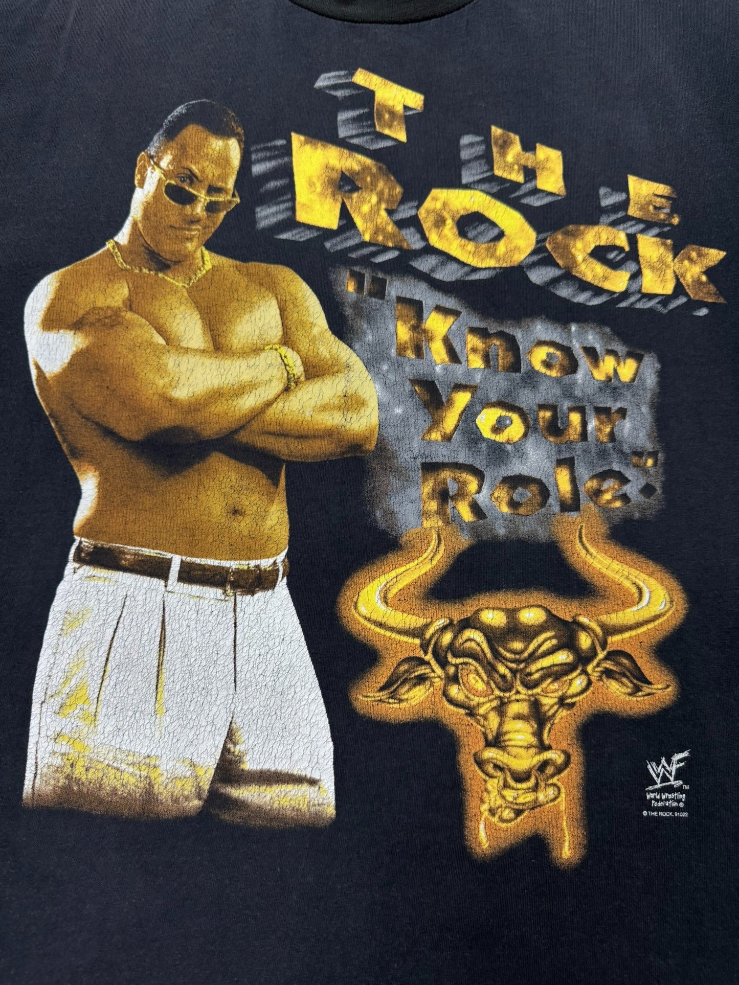 Vintage WWF The Rock “Know Your Role / This Rock Doesn’t Bleed” Tee Shirt - XL