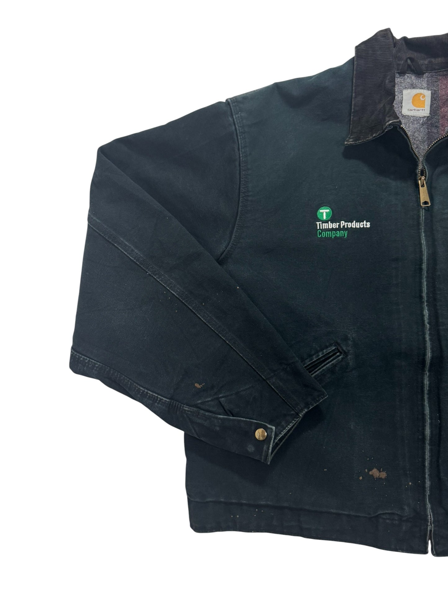Vintage Carhartt J001 Blanket Lined Detroit Jacket Black Workwear - Large