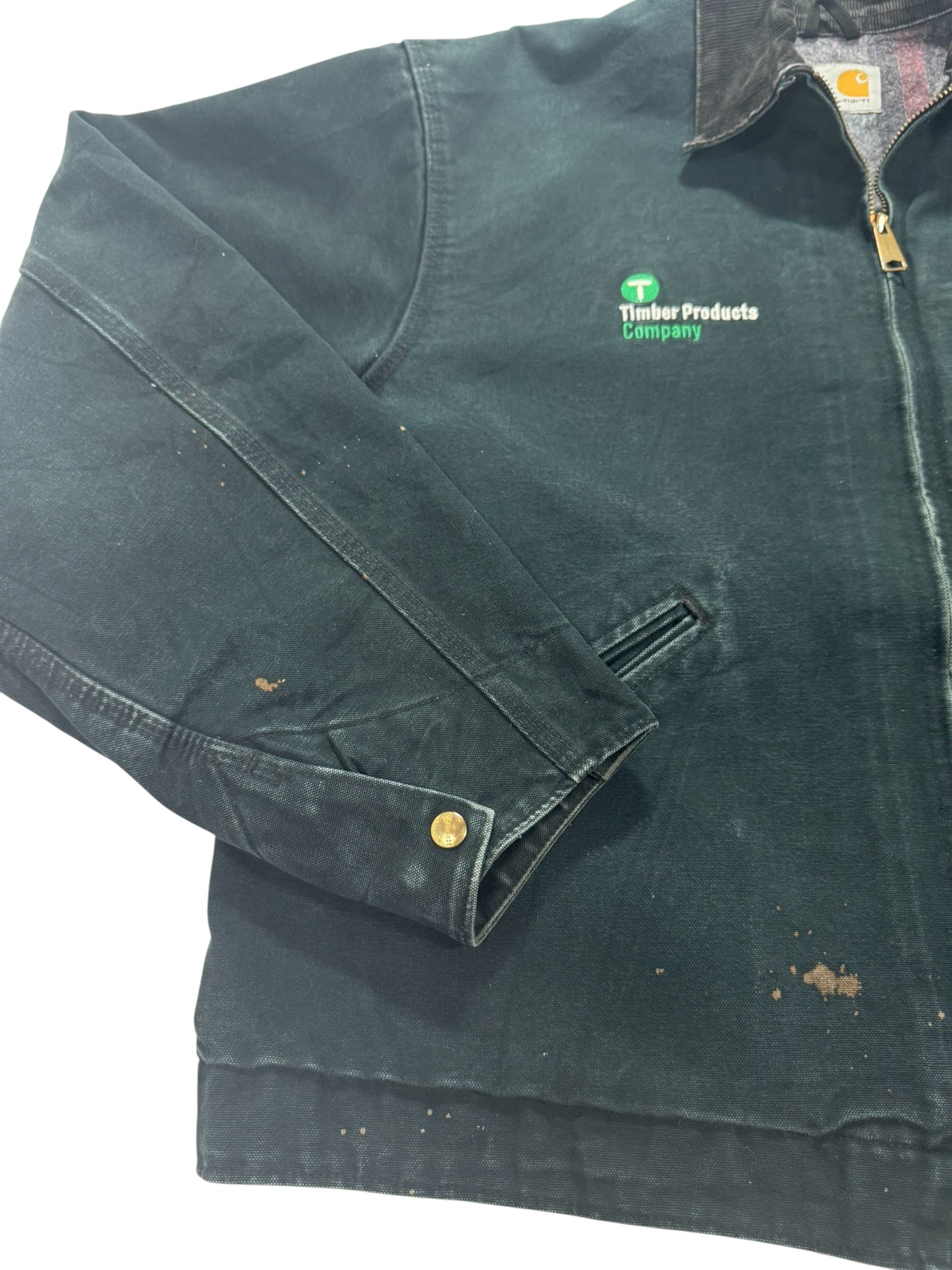 Vintage Carhartt J001 Blanket Lined Detroit Jacket Black Workwear - Large