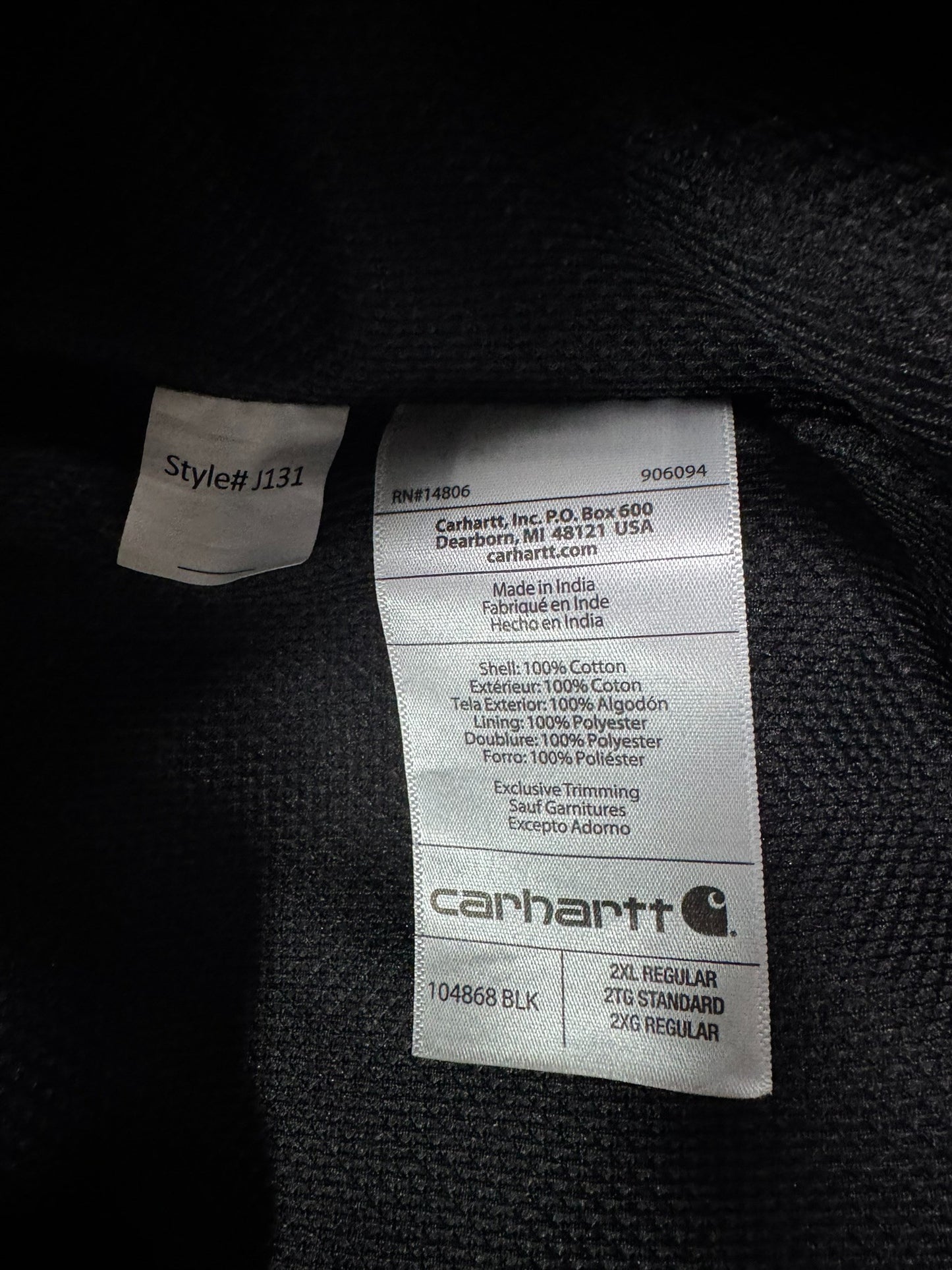 Carhartt J131 Greystar Embroidery Modern Loose Fit Active Jacket Workwear (2XL)