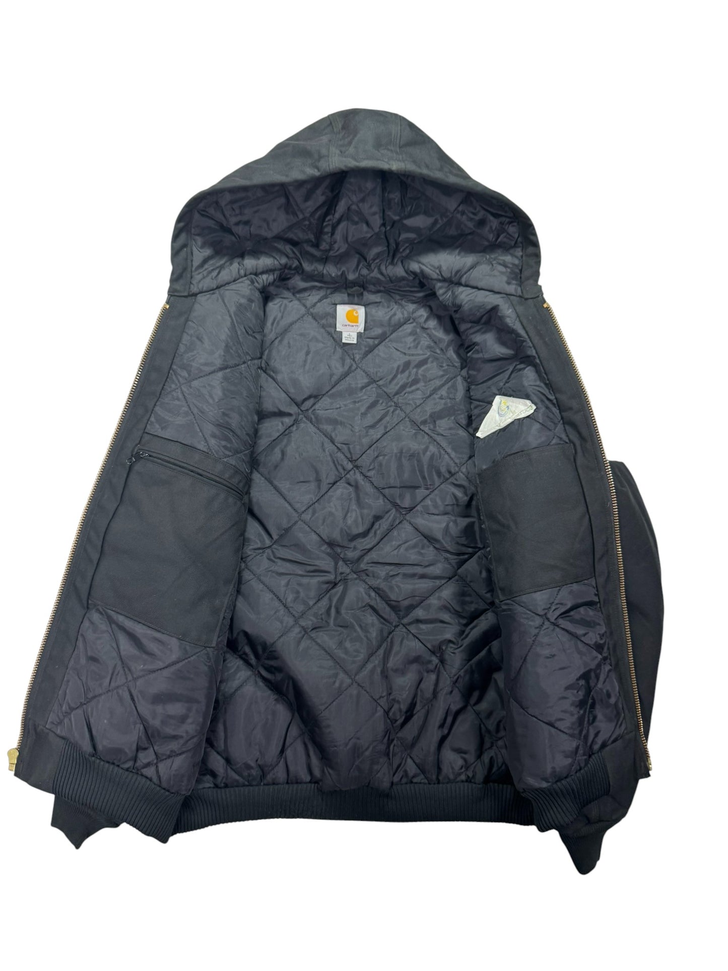 Carhartt J133 Extremes Active Jacket Black Hooded Quilted Workwear (L Tall)