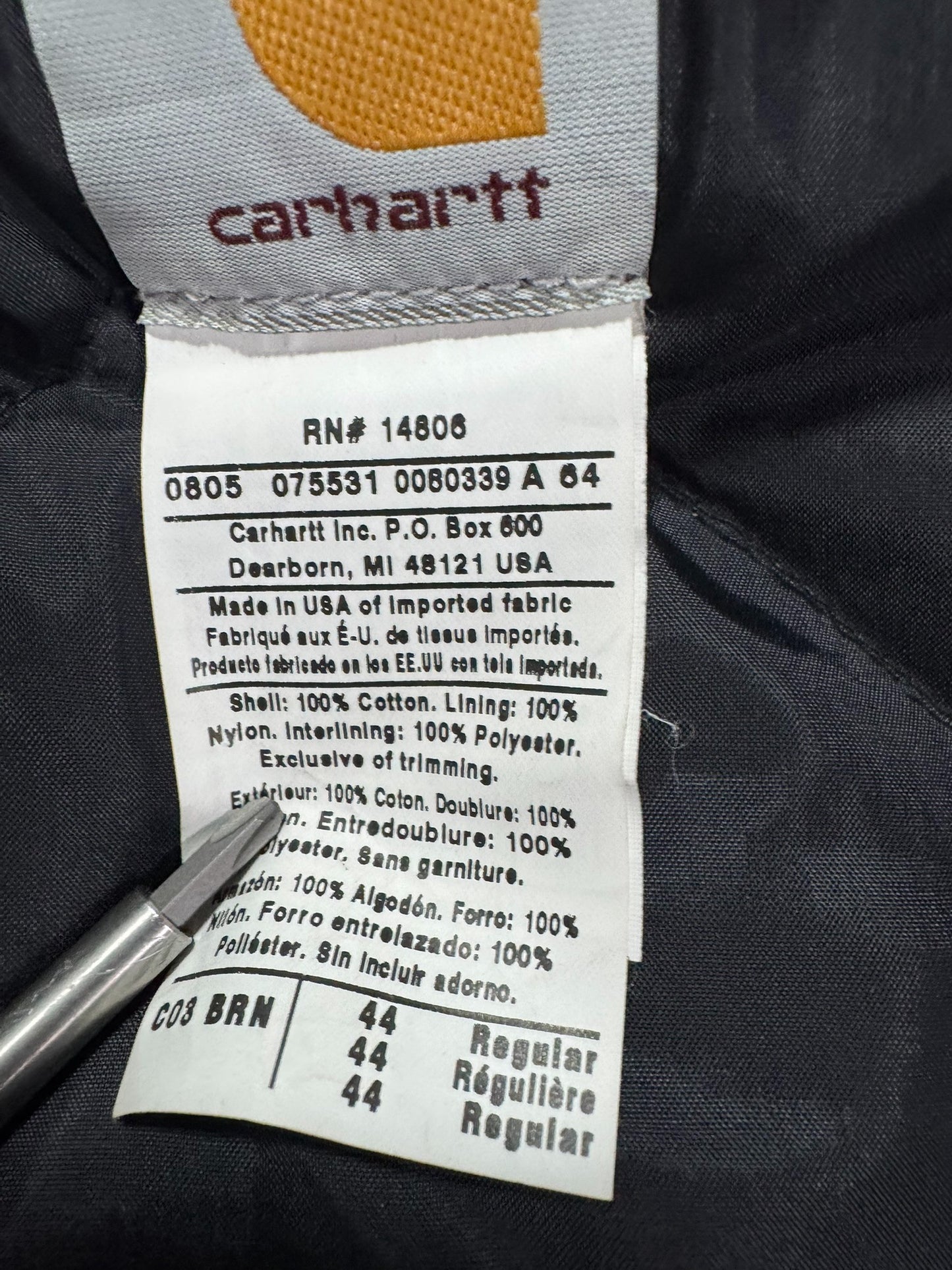 Carhartt C003 BRN Traditional Firm Duck Arctic Lined Coat Brown Workwear (L)