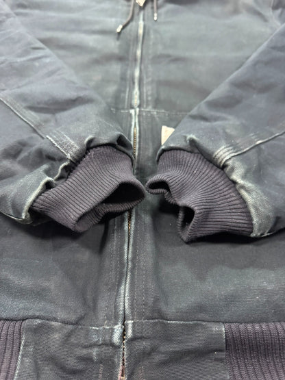 Vintage Carhartt J140 Quilted Hooded Active Jacket Black Made in USA - XL