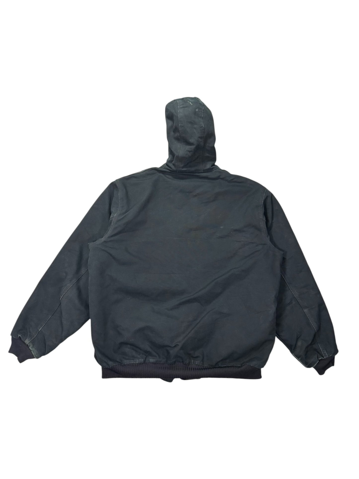 Vintage Carhartt J140 Quilted Hooded Active Jacket Black Made in USA - XL