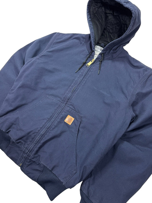 Carhartt J130 Active Jacket Navy Blue Quilted Lined Workwear - S