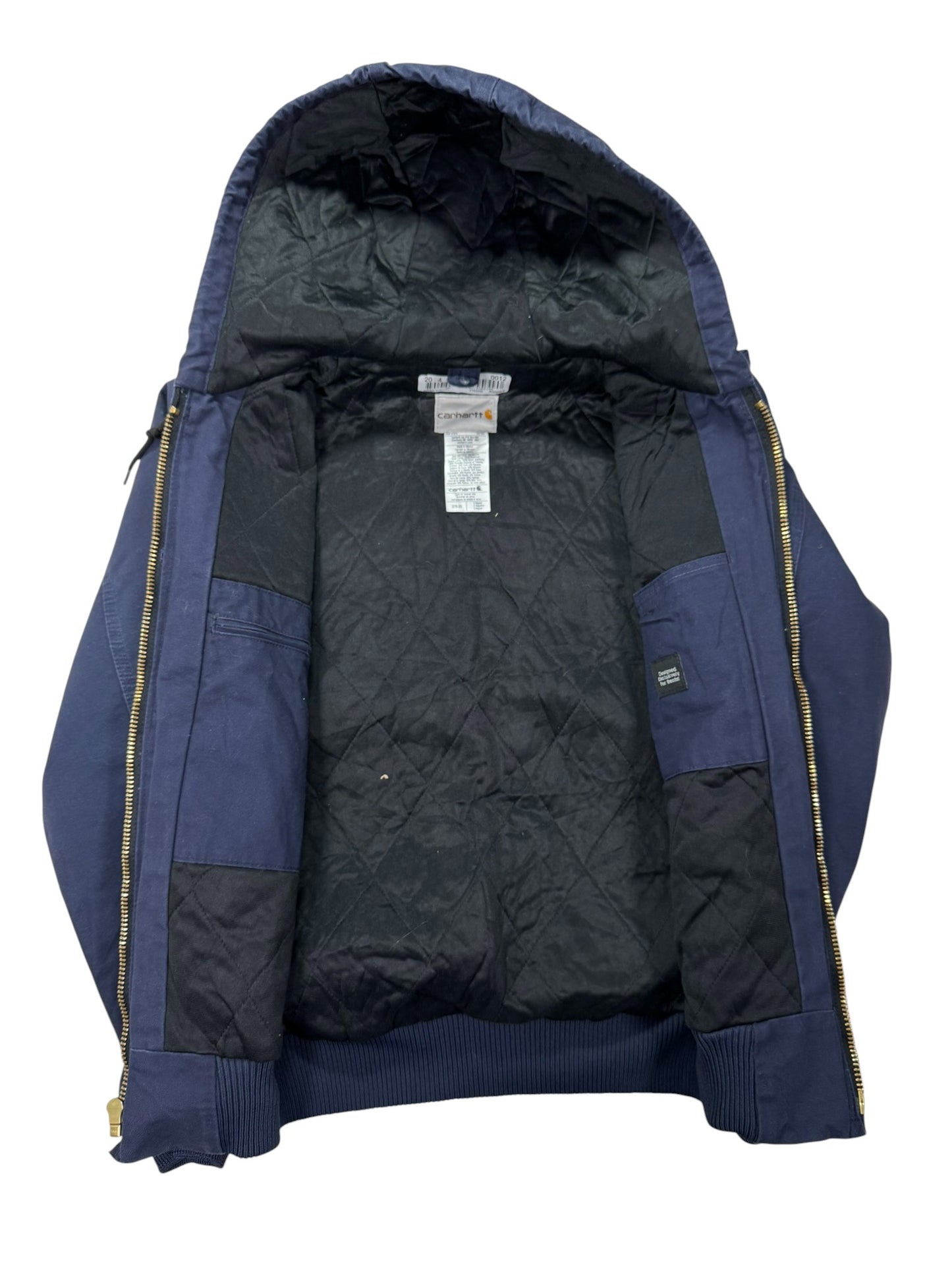 Carhartt J130 Active Jacket Navy Blue Quilted Lined Workwear - S