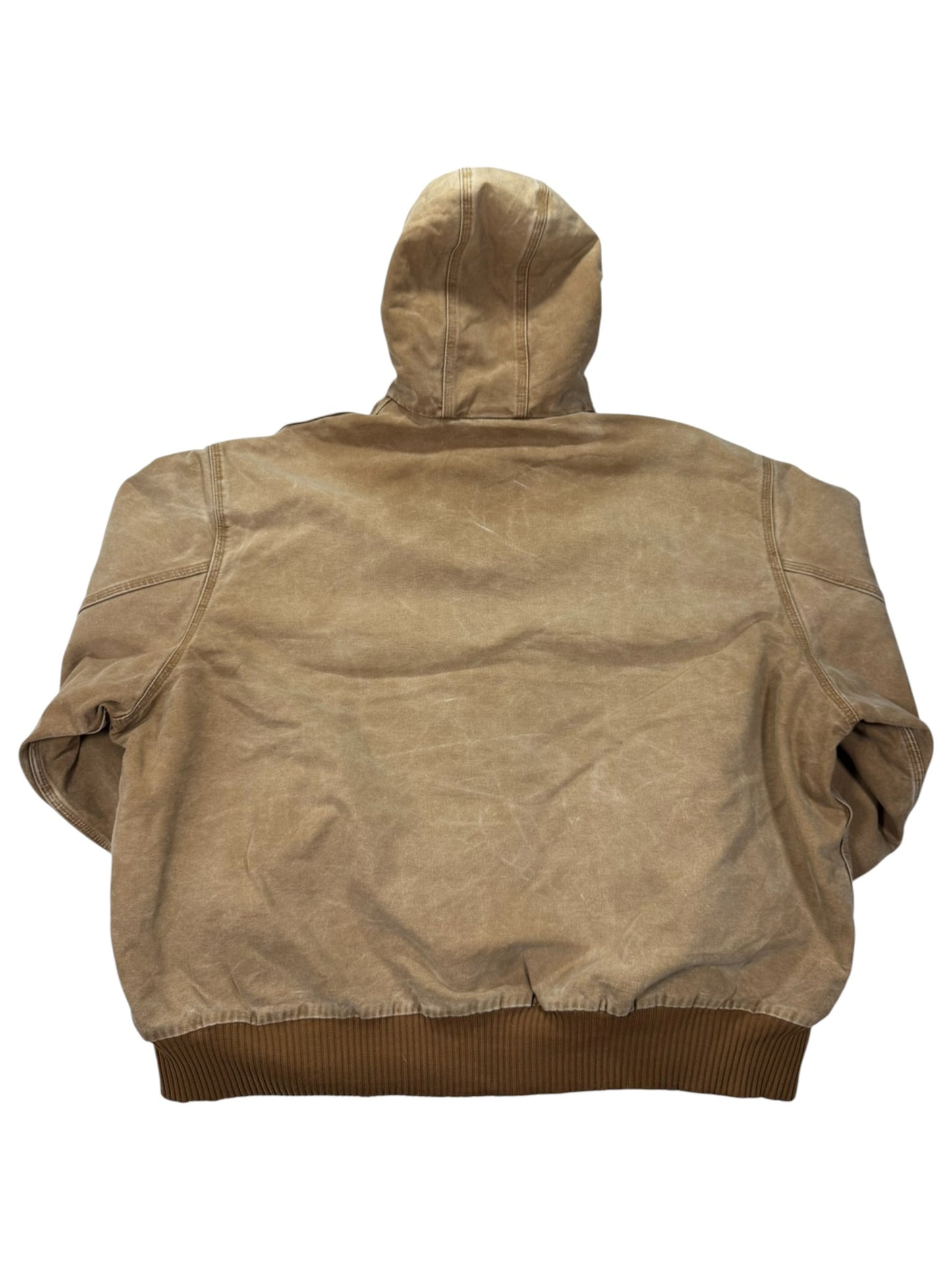 Carhartt Faded J130 BRN Hooded Quilted Workwear Jacket - 4XL