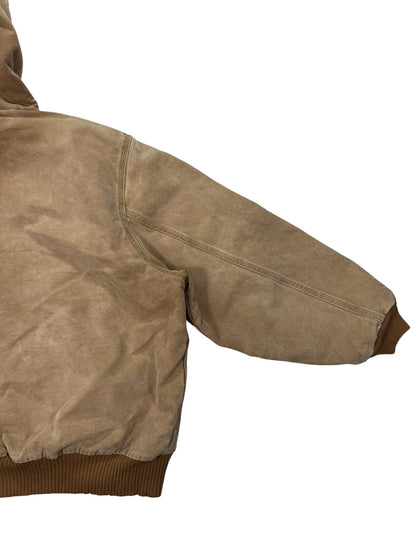 Carhartt Faded J130 BRN Hooded Quilted Workwear Jacket - 4XL