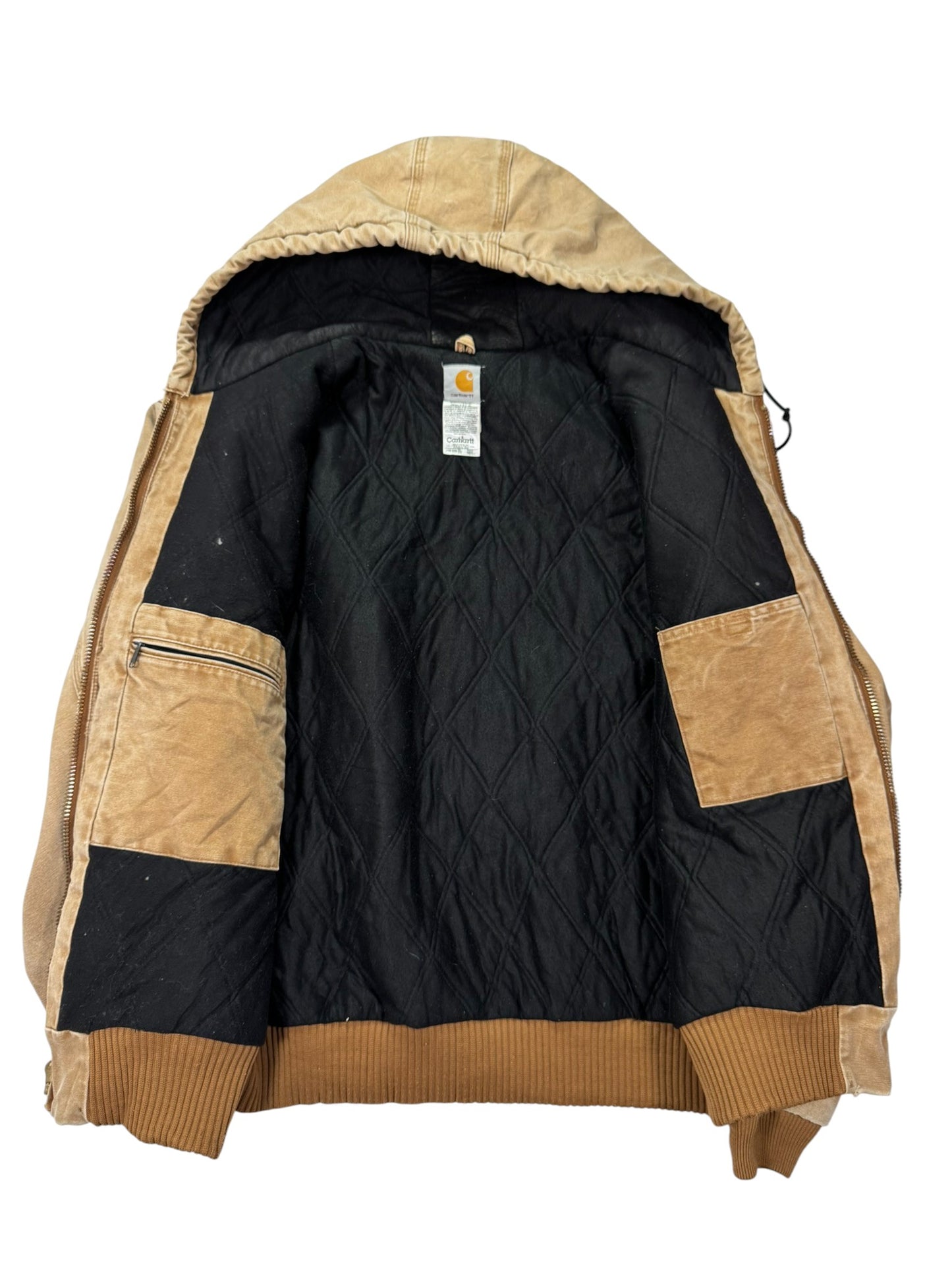Carhartt Faded J130 BRN Hooded Quilted Workwear Jacket - 4XL