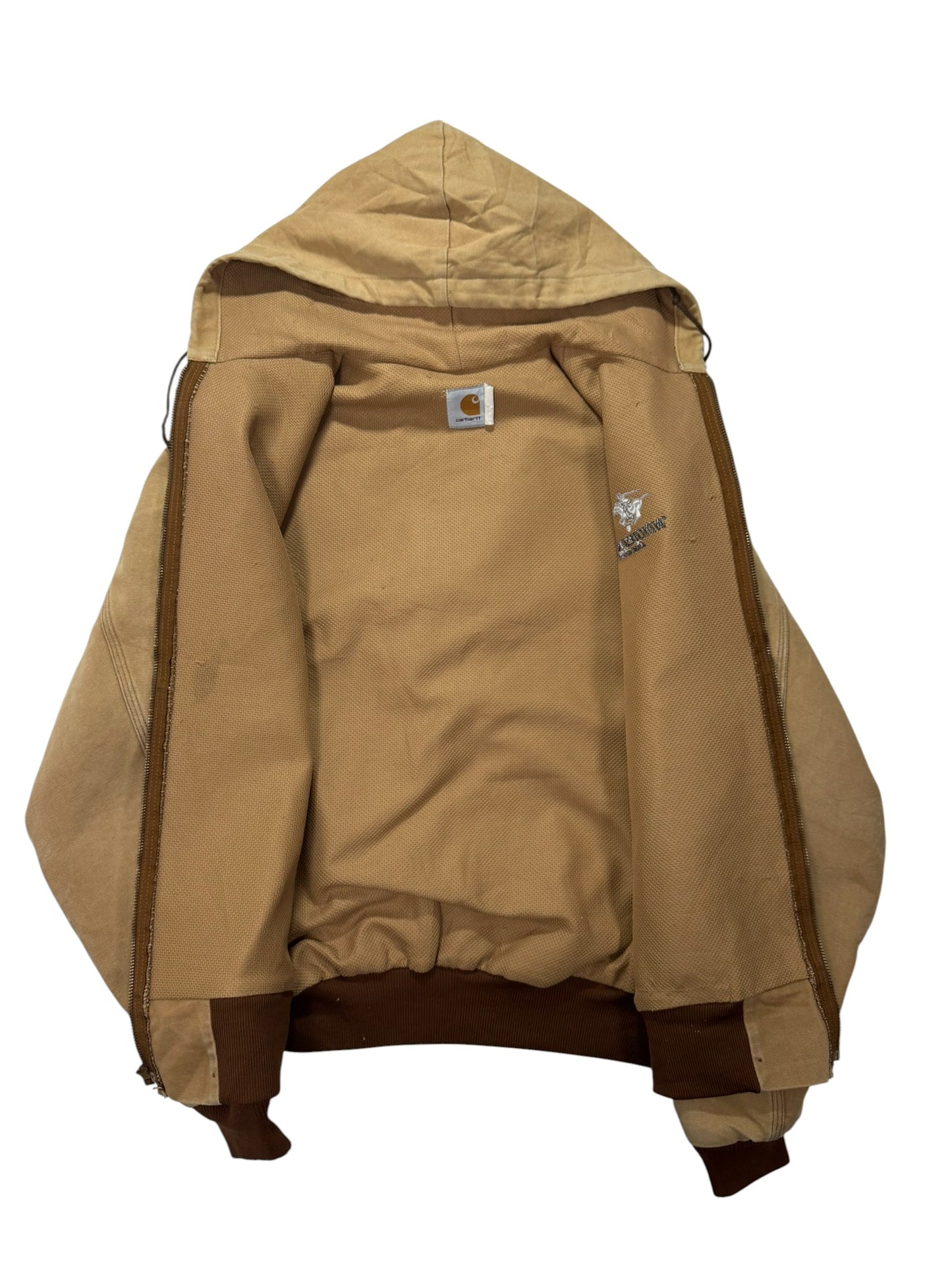 Vintage Carhartt J06 Winchester Promo Hooded Duck Canvas Thermal Active Jacket - Made in USA  - XL