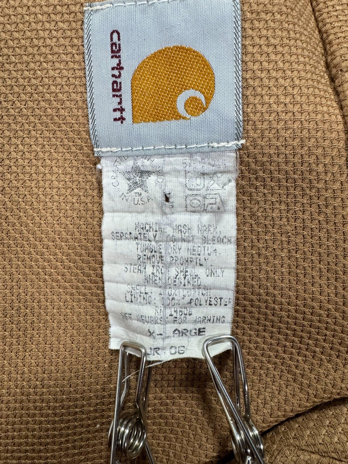 Vintage Carhartt J06 Winchester Promo Hooded Duck Canvas Thermal Active Jacket - Made in USA  - XL