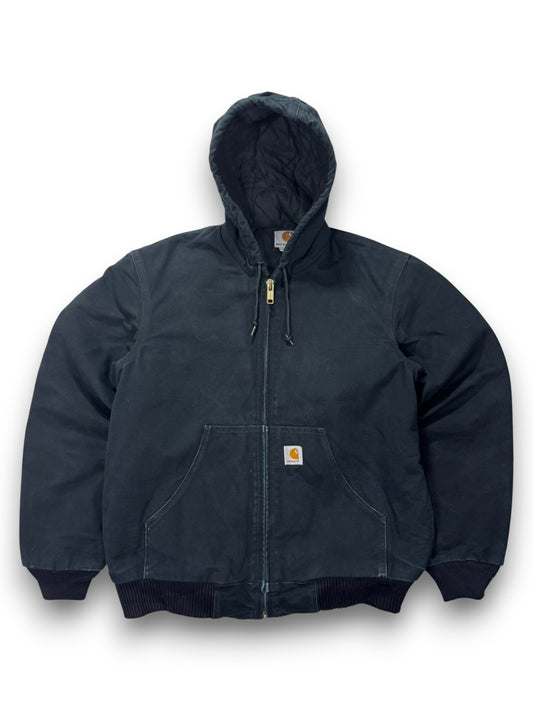 Vintage Carhartt J140 Quilted Hooded Active Jacket Black Made in USA - Small