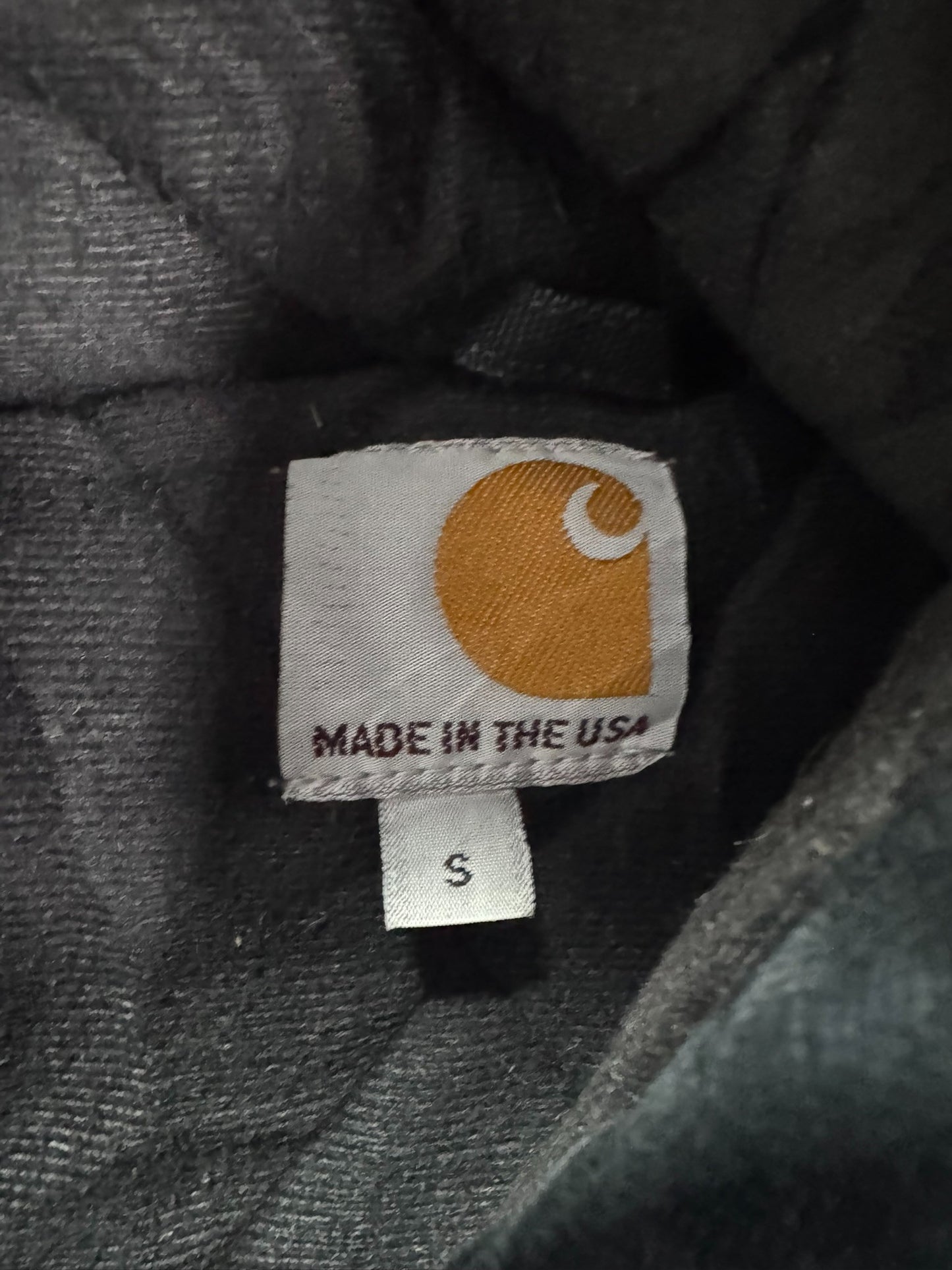 Vintage Carhartt J140 Quilted Hooded Active Jacket Black Made in USA - Small