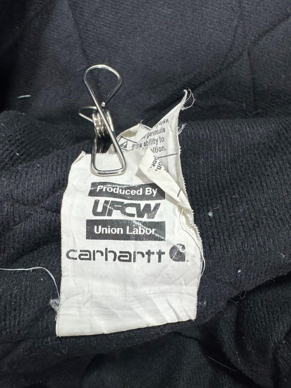 Vintage Carhartt J140 Quilted Hooded Active Jacket Black Made in USA - Small