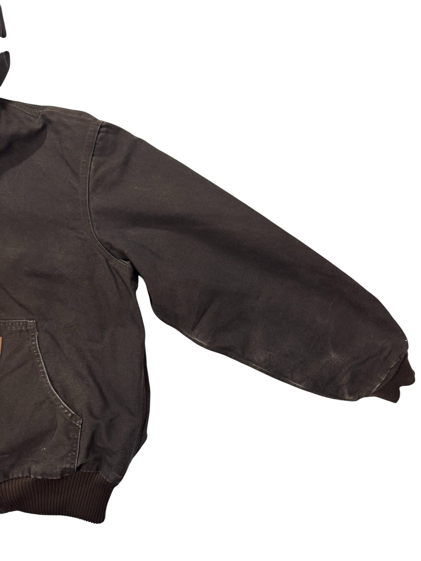 Vintage Carhartt J130 DKB Dark Brown Hooded Quilted Active Jacket - L