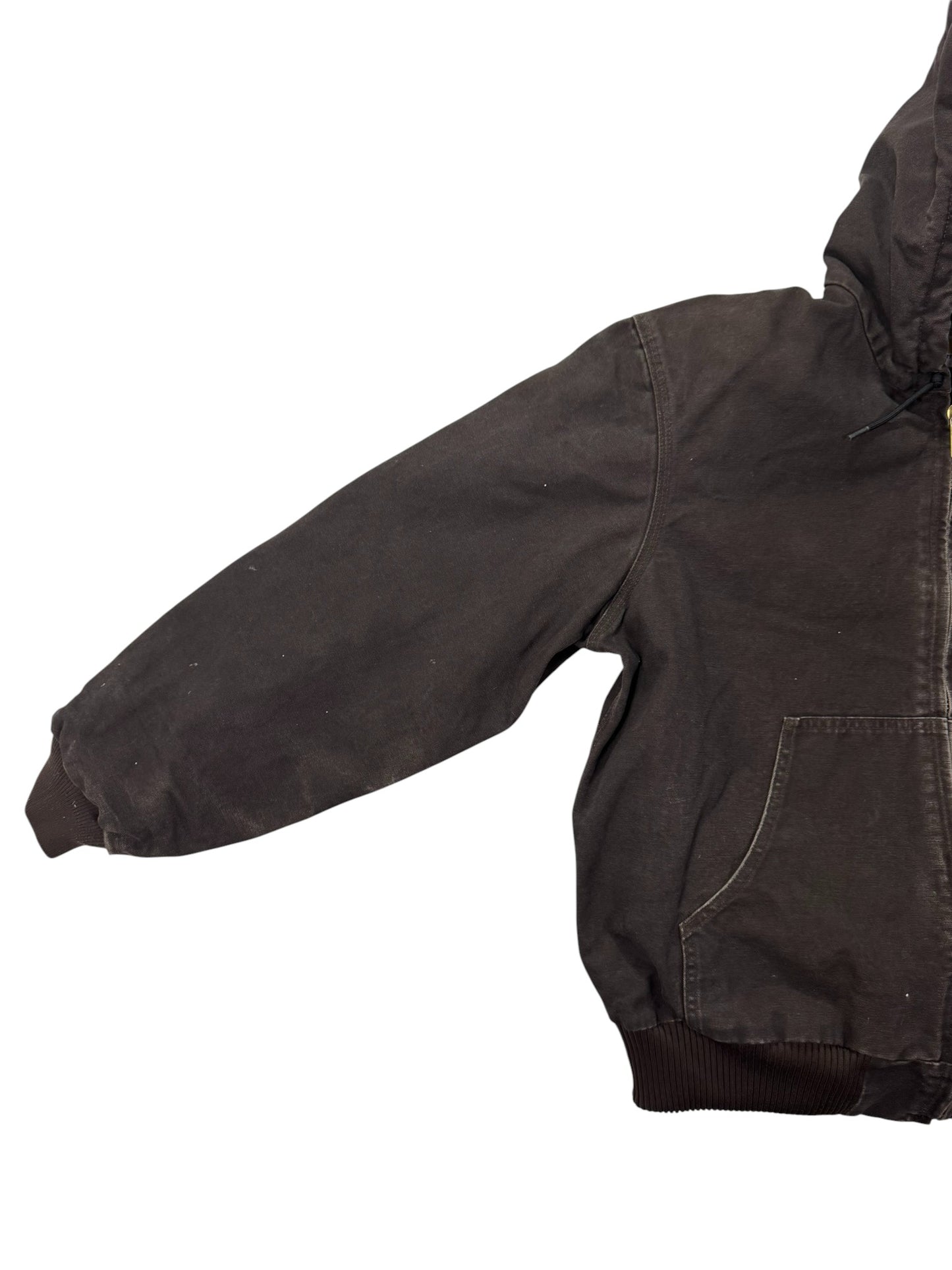 Vintage Carhartt J130 DKB Dark Brown Hooded Quilted Active Jacket - L