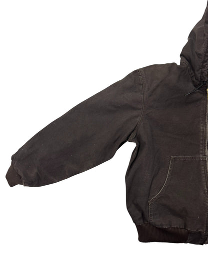 Vintage Carhartt J130 DKB Dark Brown Hooded Quilted Active Jacket - L
