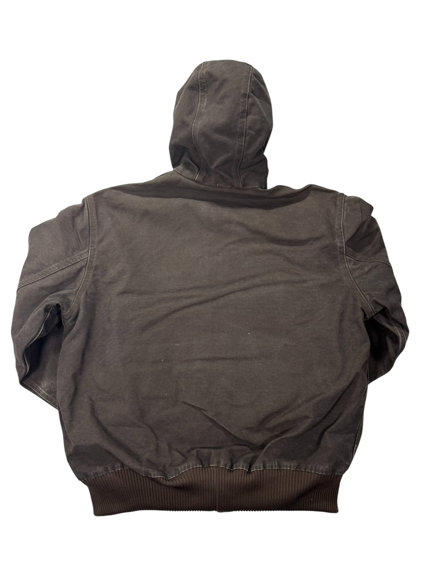 Vintage Carhartt J130 DKB Dark Brown Hooded Quilted Active Jacket - L
