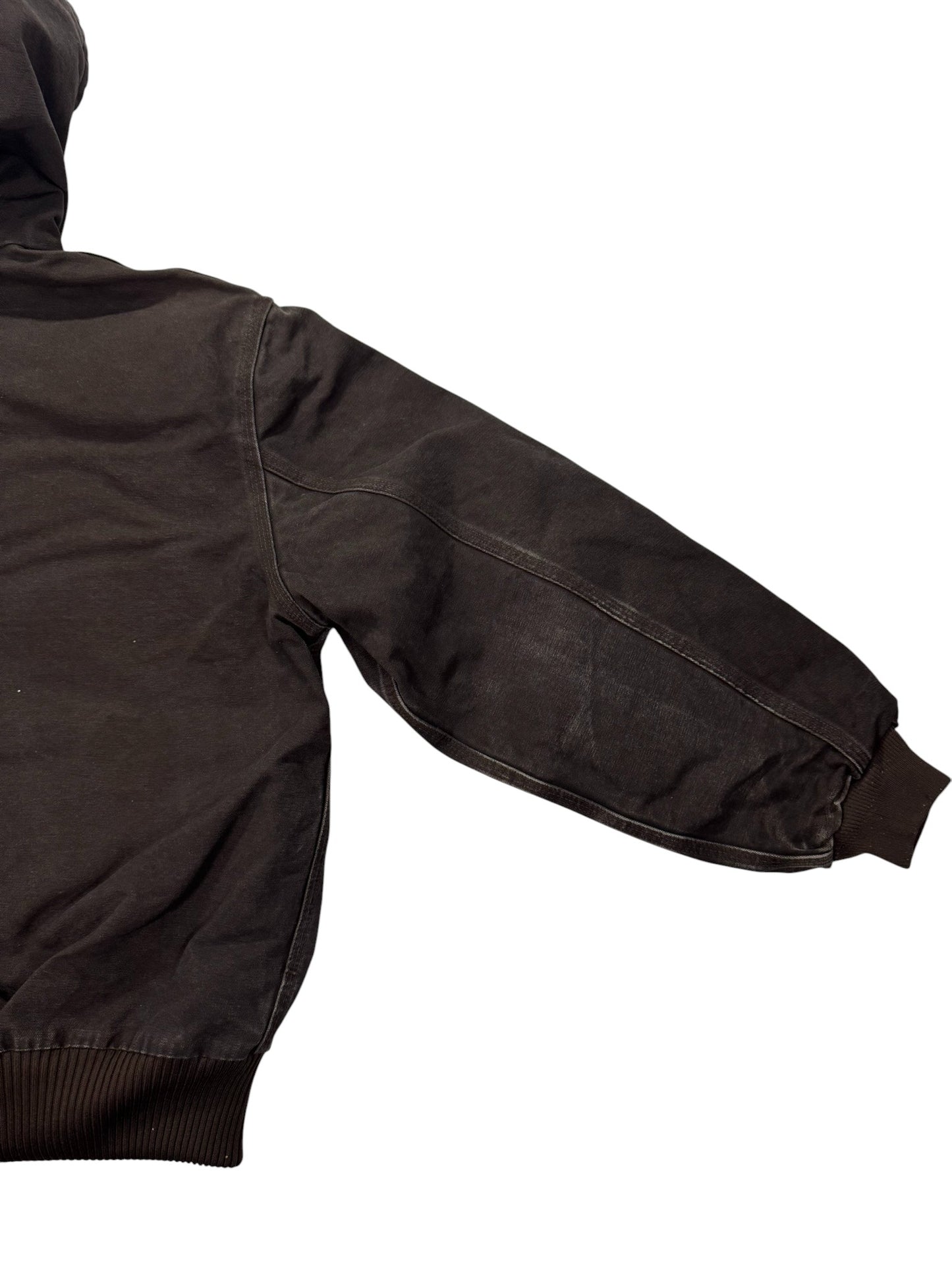 Vintage Carhartt J130 DKB Dark Brown Hooded Quilted Active Jacket - L