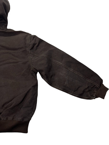 Vintage Carhartt J130 DKB Dark Brown Hooded Quilted Active Jacket - L