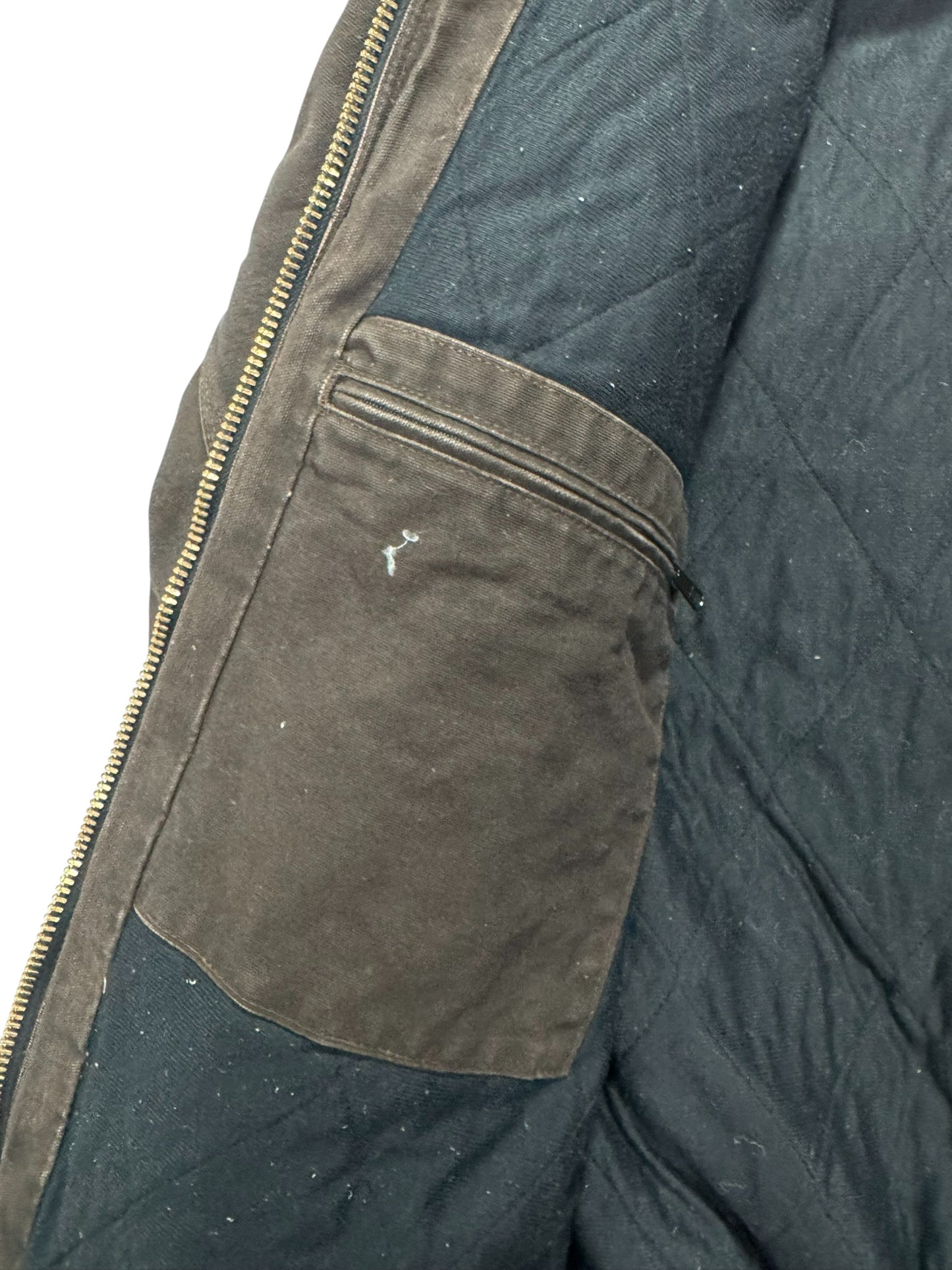 Vintage Carhartt J130 DKB Dark Brown Hooded Quilted Active Jacket - L