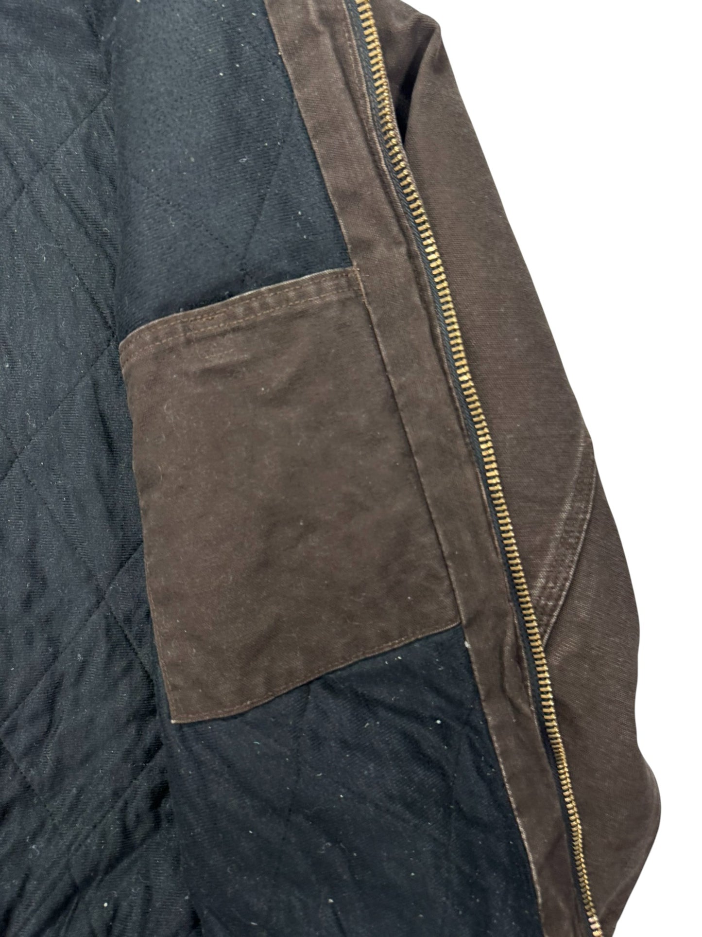Vintage Carhartt J130 DKB Dark Brown Hooded Quilted Active Jacket - L