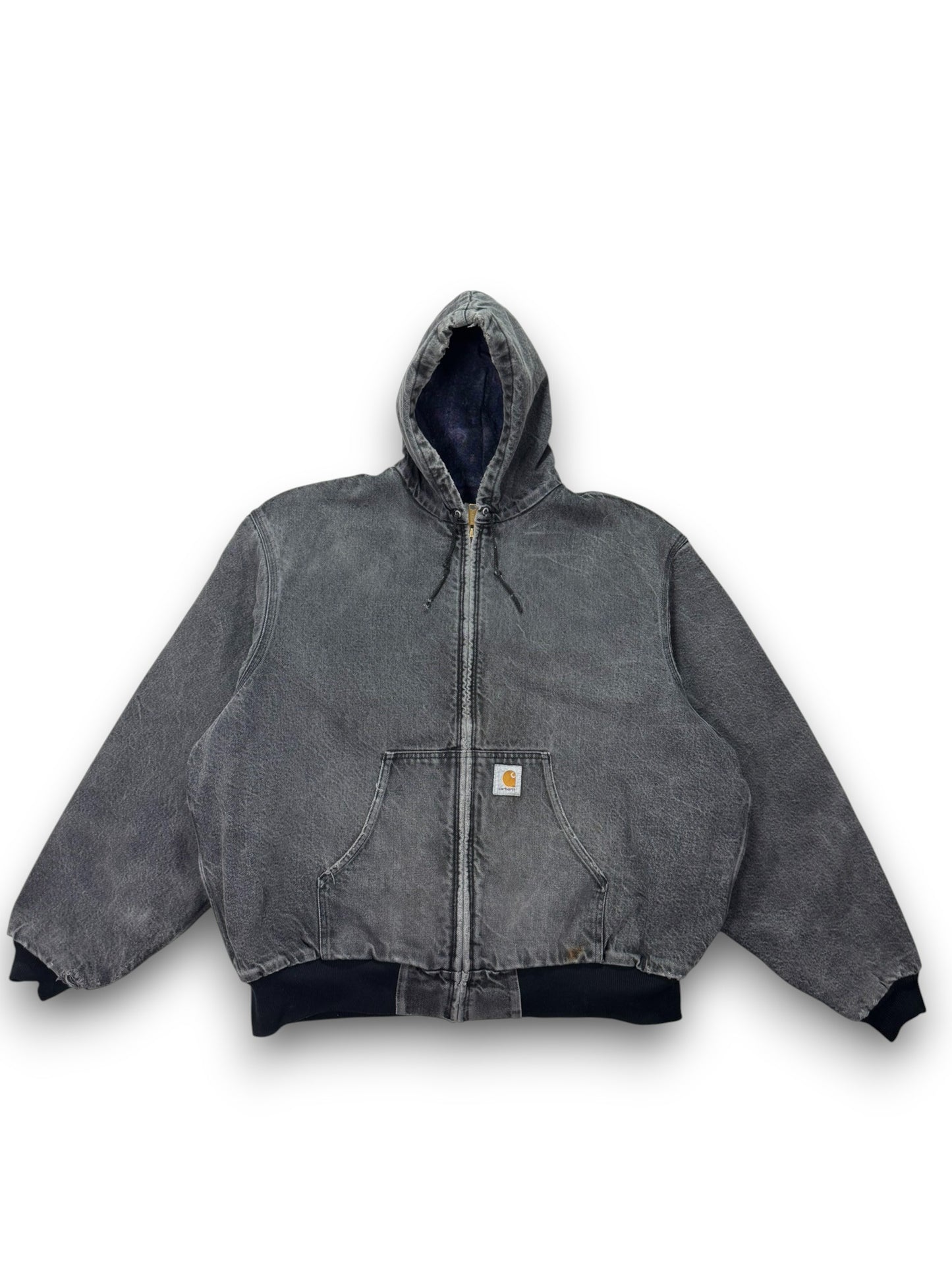 VTG Carhartt JB6865 Aztec Blanket Lined Denim SW Active Jacket Dbl Black - L/XL