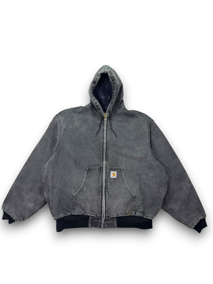 VTG Carhartt JB6865 Aztec Blanket Lined Denim SW Active Jacket Dbl Black - L/XL