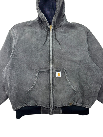 VTG Carhartt JB6865 Aztec Blanket Lined Denim SW Active Jacket Dbl Black - L/XL