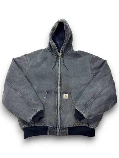 VTG Carhartt JB6865 Aztec Blanket Lined Denim SW Active Jacket Dbl Black - L/XL