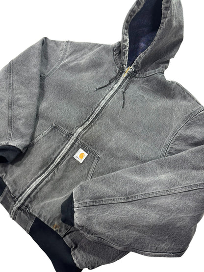 VTG Carhartt JB6865 Aztec Blanket Lined Denim SW Active Jacket Dbl Black - L/XL