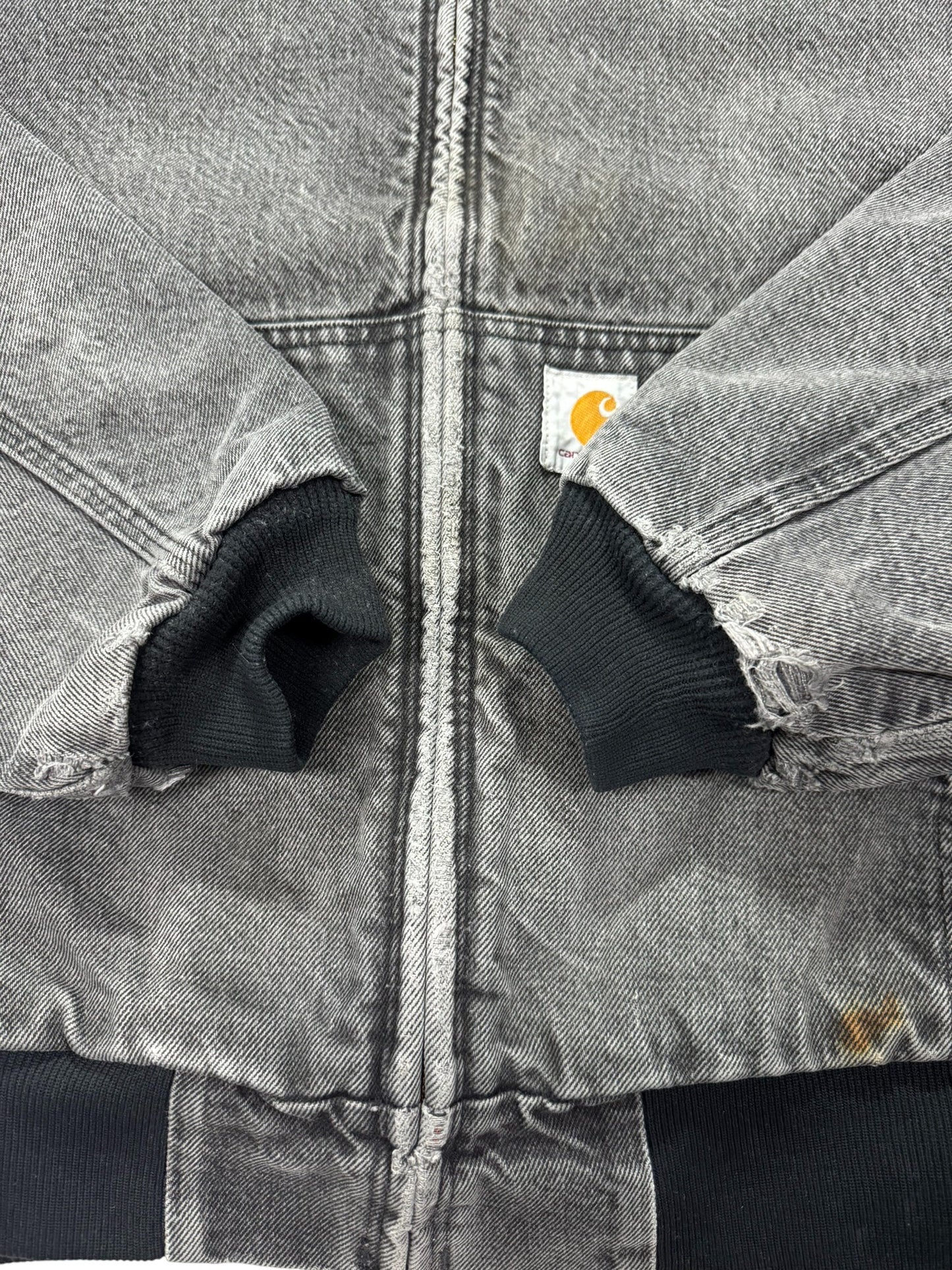 VTG Carhartt JB6865 Aztec Blanket Lined Denim SW Active Jacket Dbl Black - L/XL