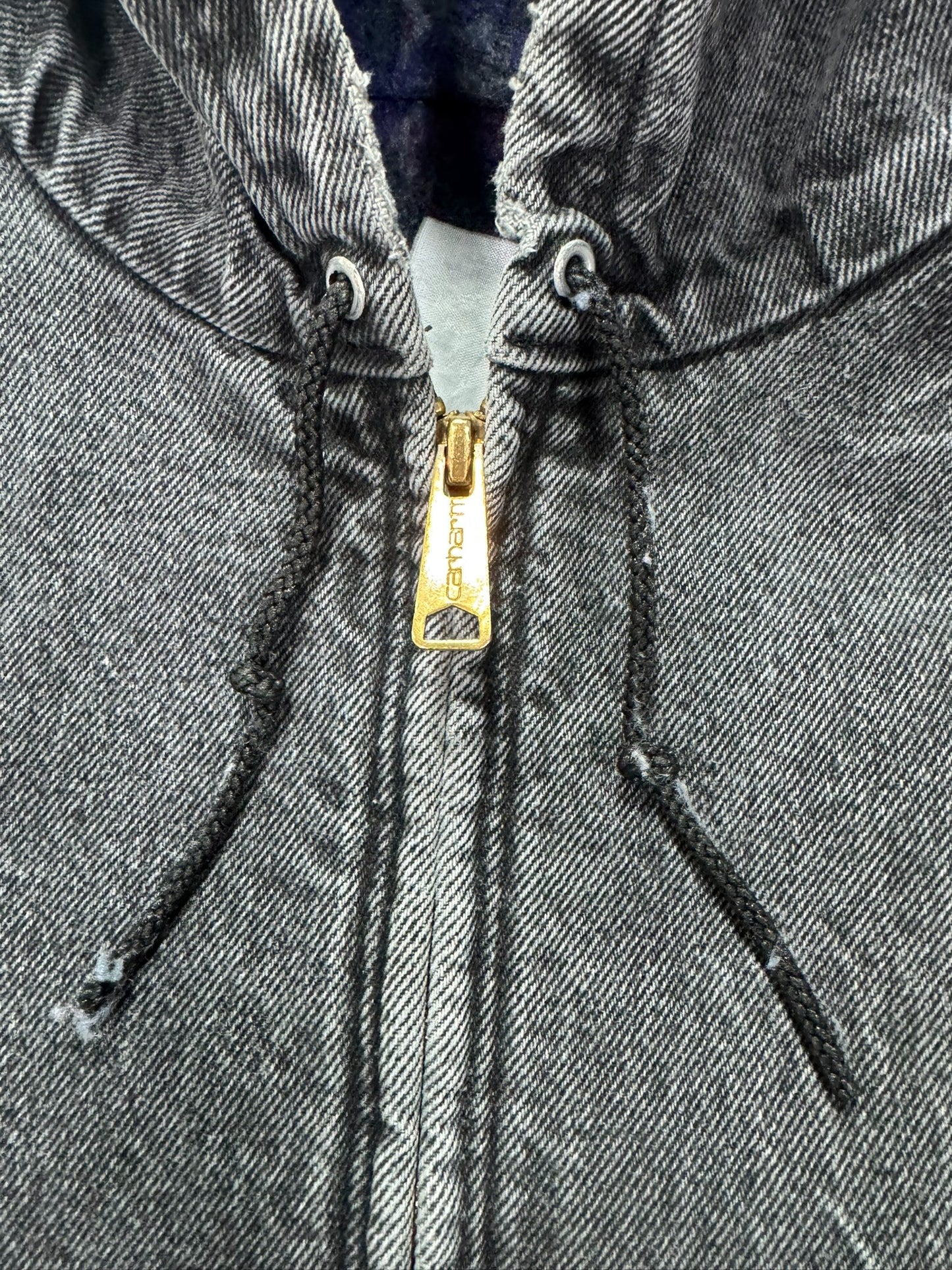 VTG Carhartt JB6865 Aztec Blanket Lined Denim SW Active Jacket Dbl Black - L/XL