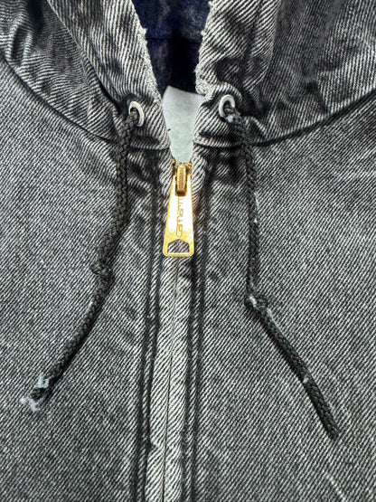 VTG Carhartt JB6865 Aztec Blanket Lined Denim SW Active Jacket Dbl Black - L/XL